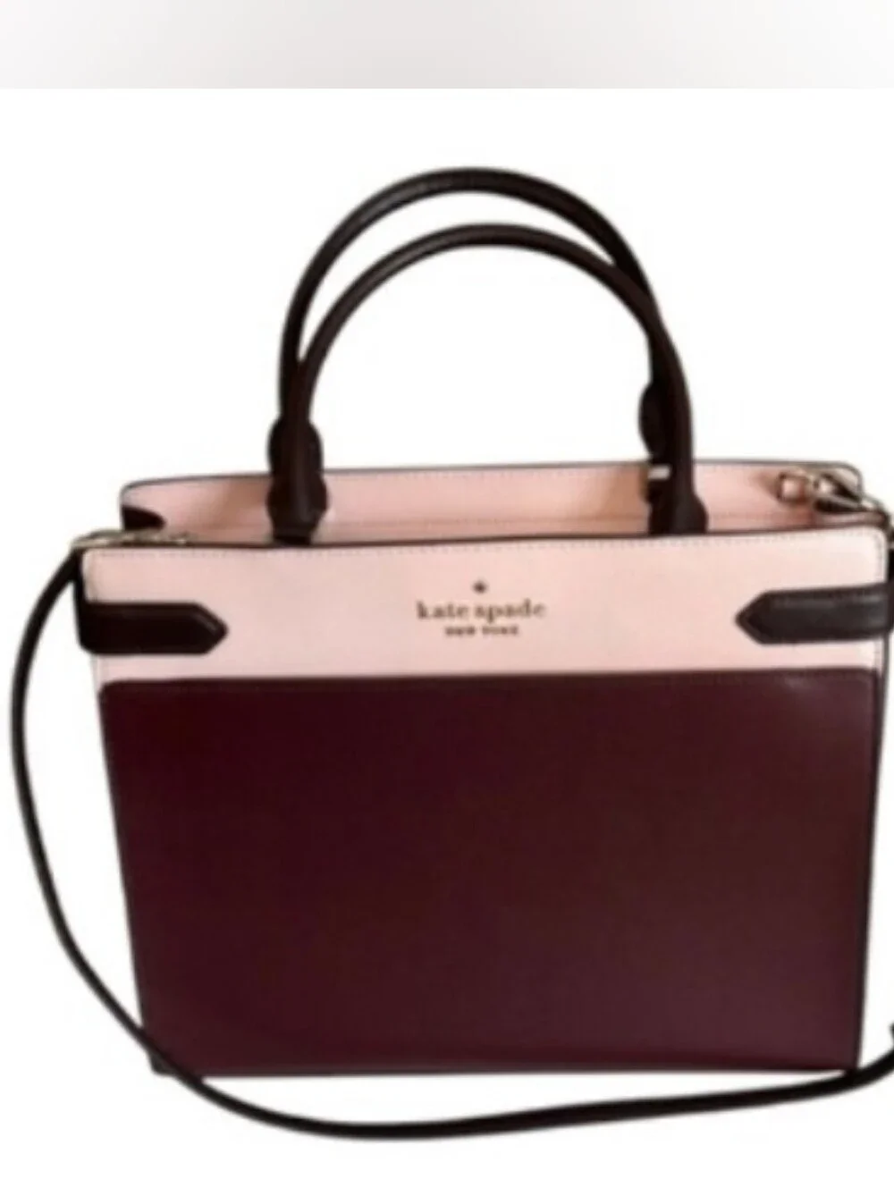 Kate Spade Staci Set Satchel Bag Long wallet cardholder Plum Rose Color Block